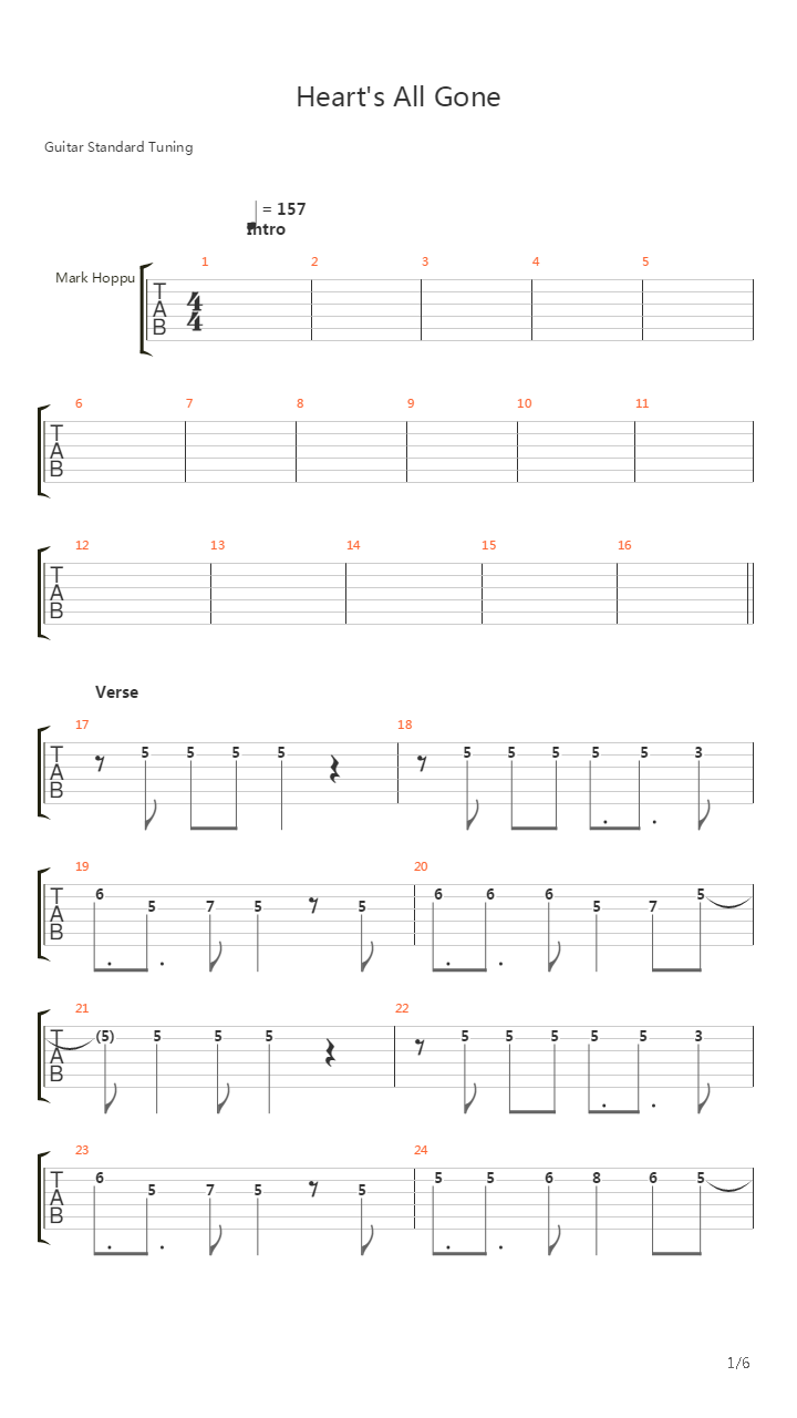 Hearts All Gone吉他谱
