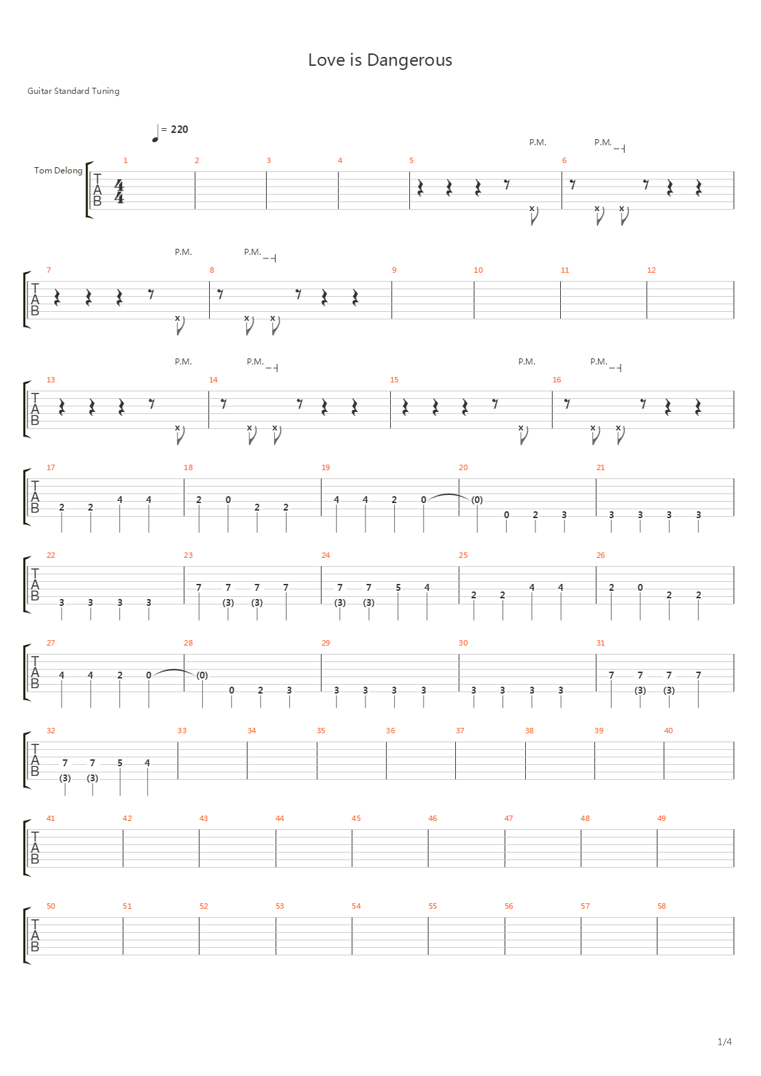 Love Is Dangerous吉他谱