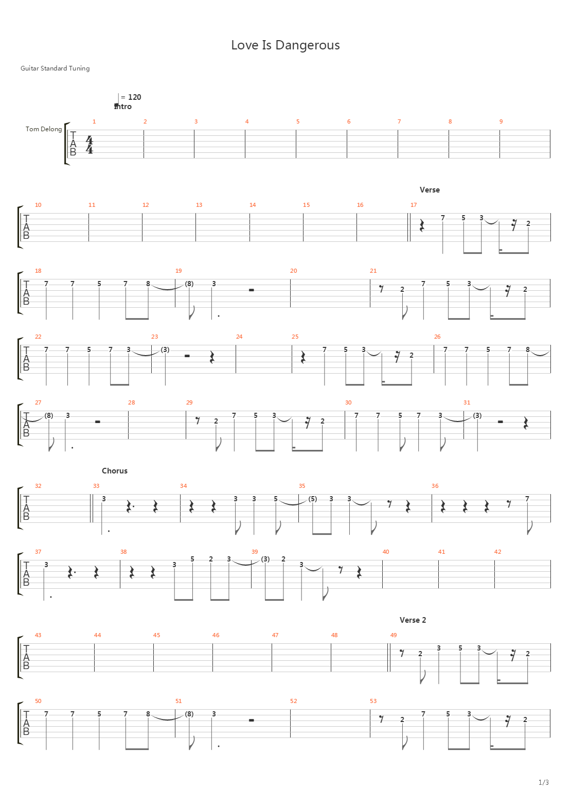 Love Is Dangerous吉他谱