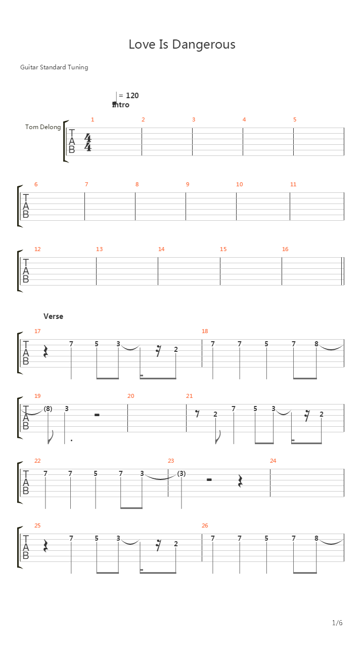 Love Is Dangerous吉他谱