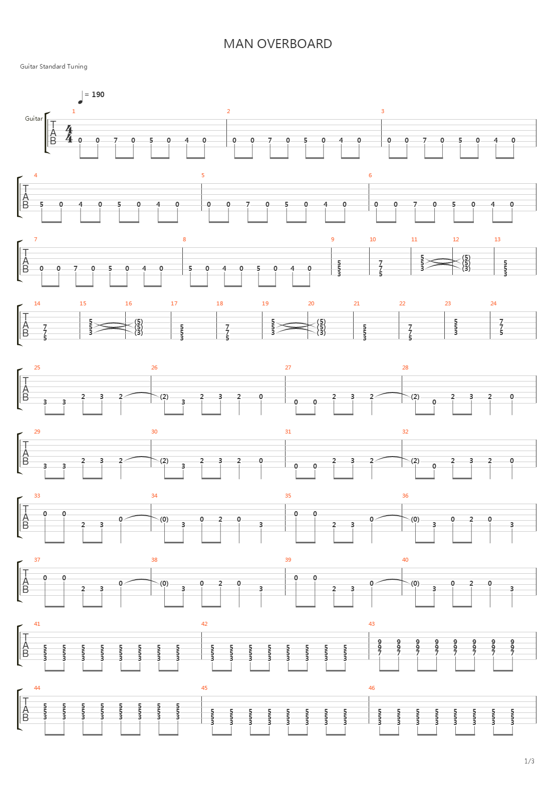 Man Overboard吉他谱