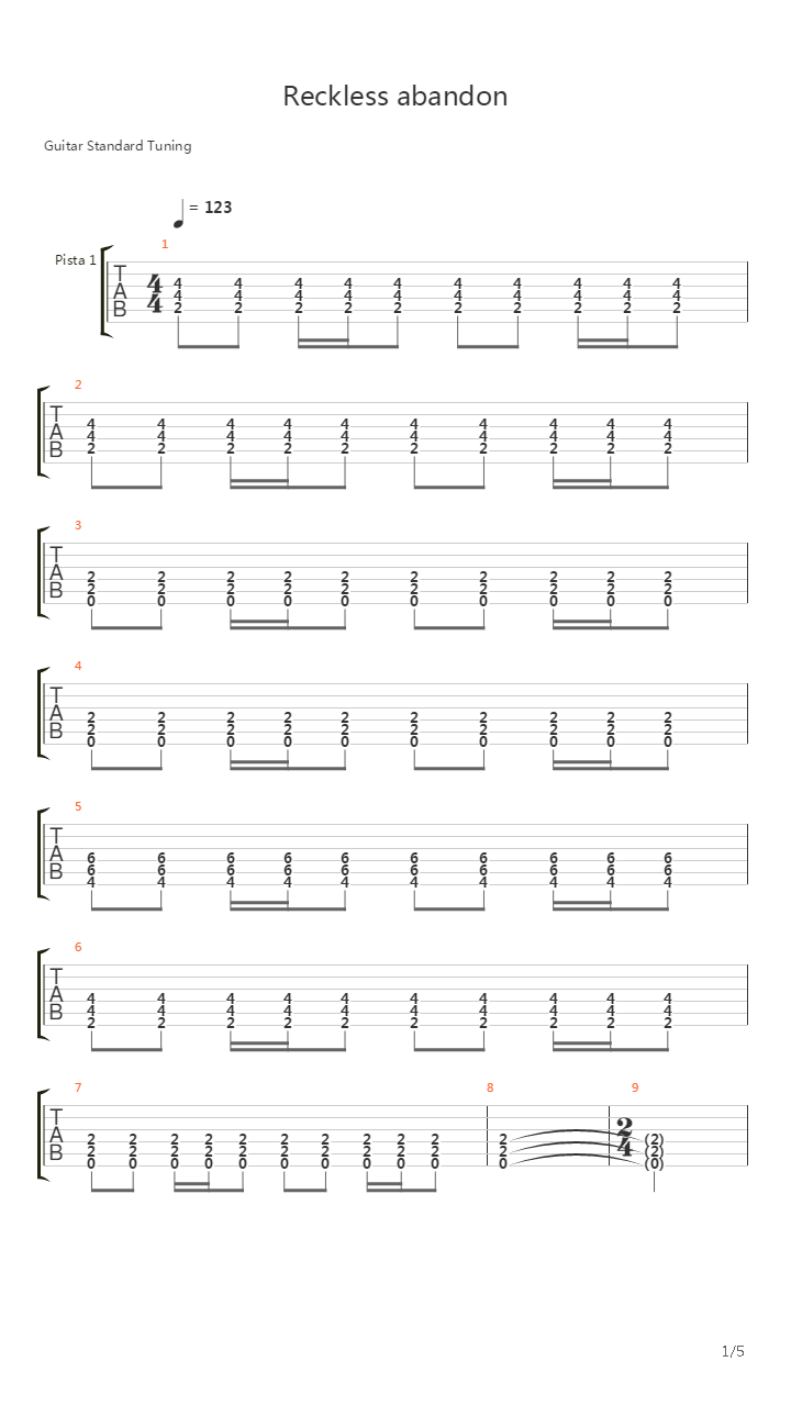 Reckless Abandon吉他谱