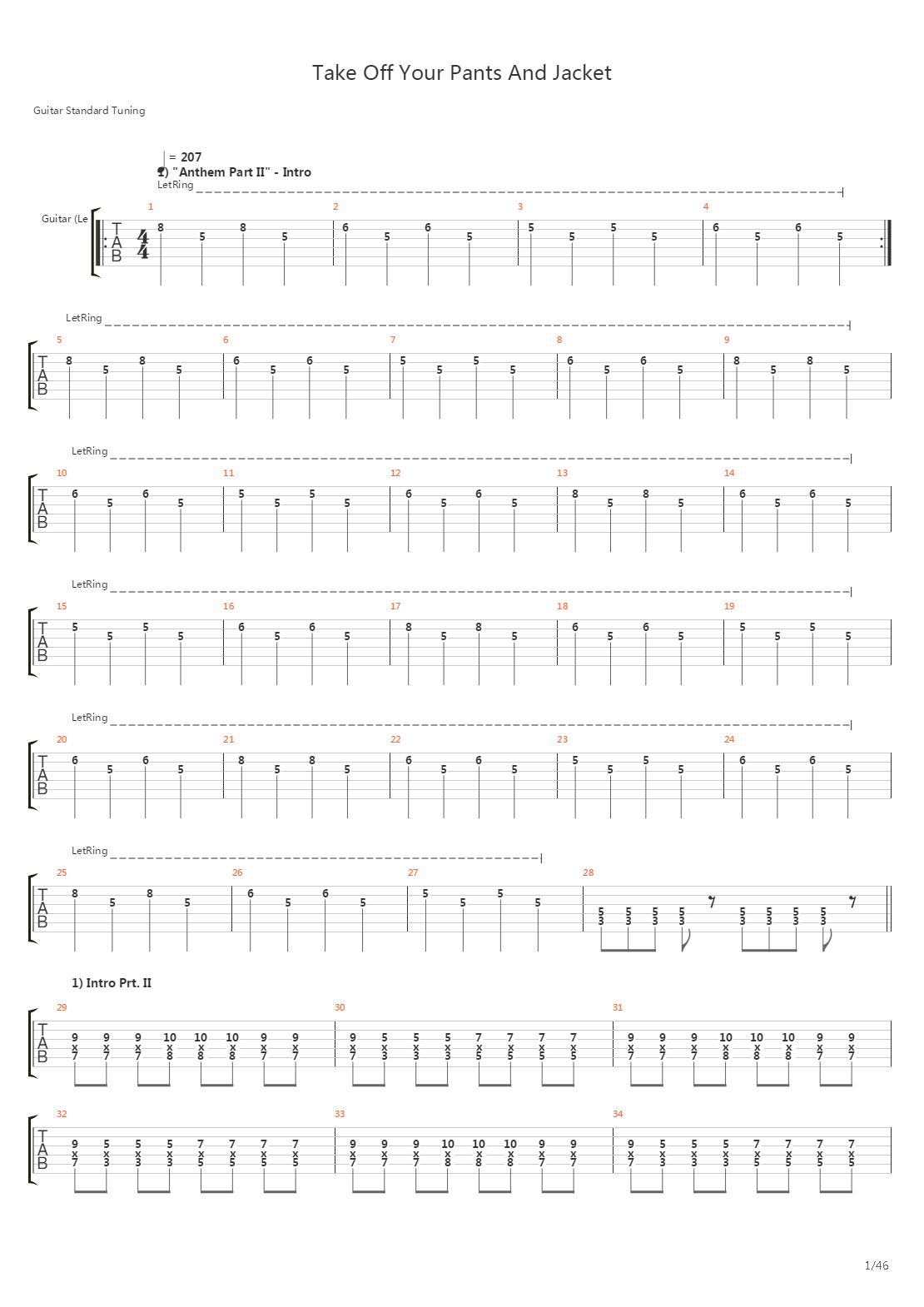 Take Off Your Pants And Jacket吉他谱