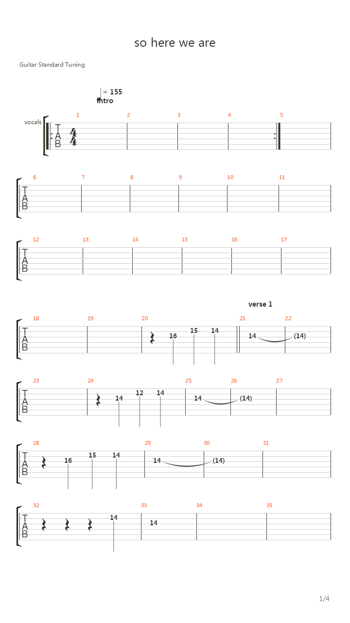 So Here We Are吉他谱