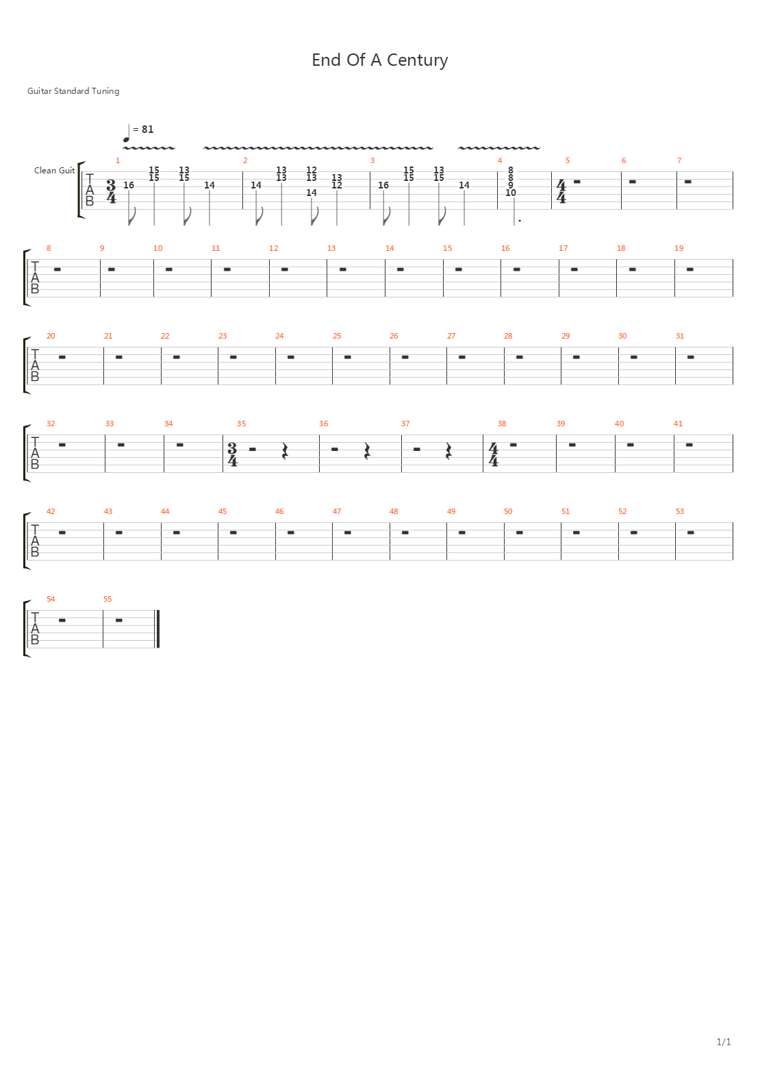 End Of A Century吉他谱