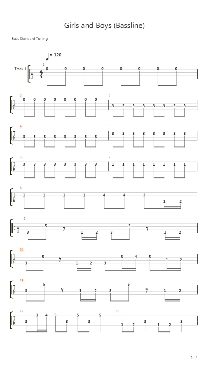Girls and Boys (Bassline)吉他谱
