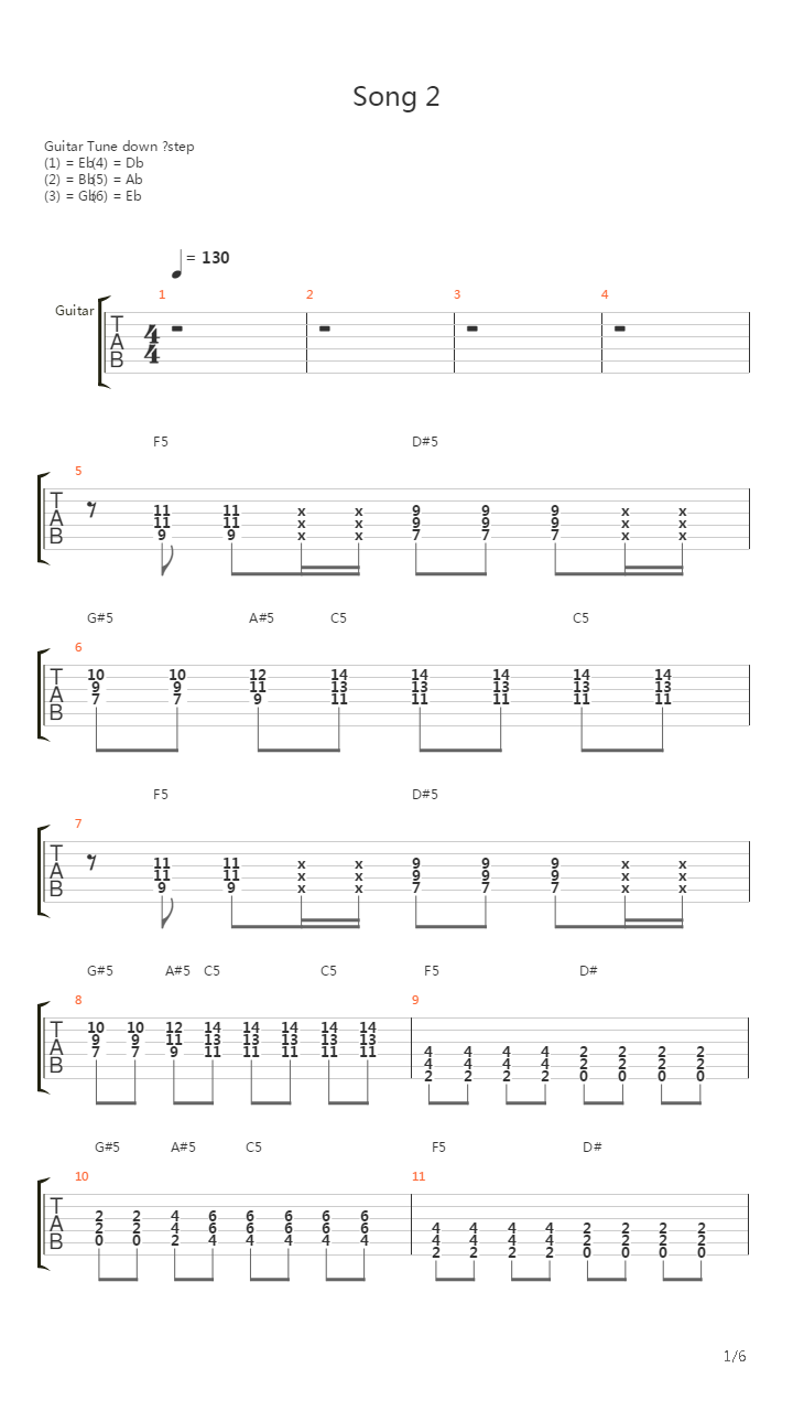 Song #2 Original吉他谱