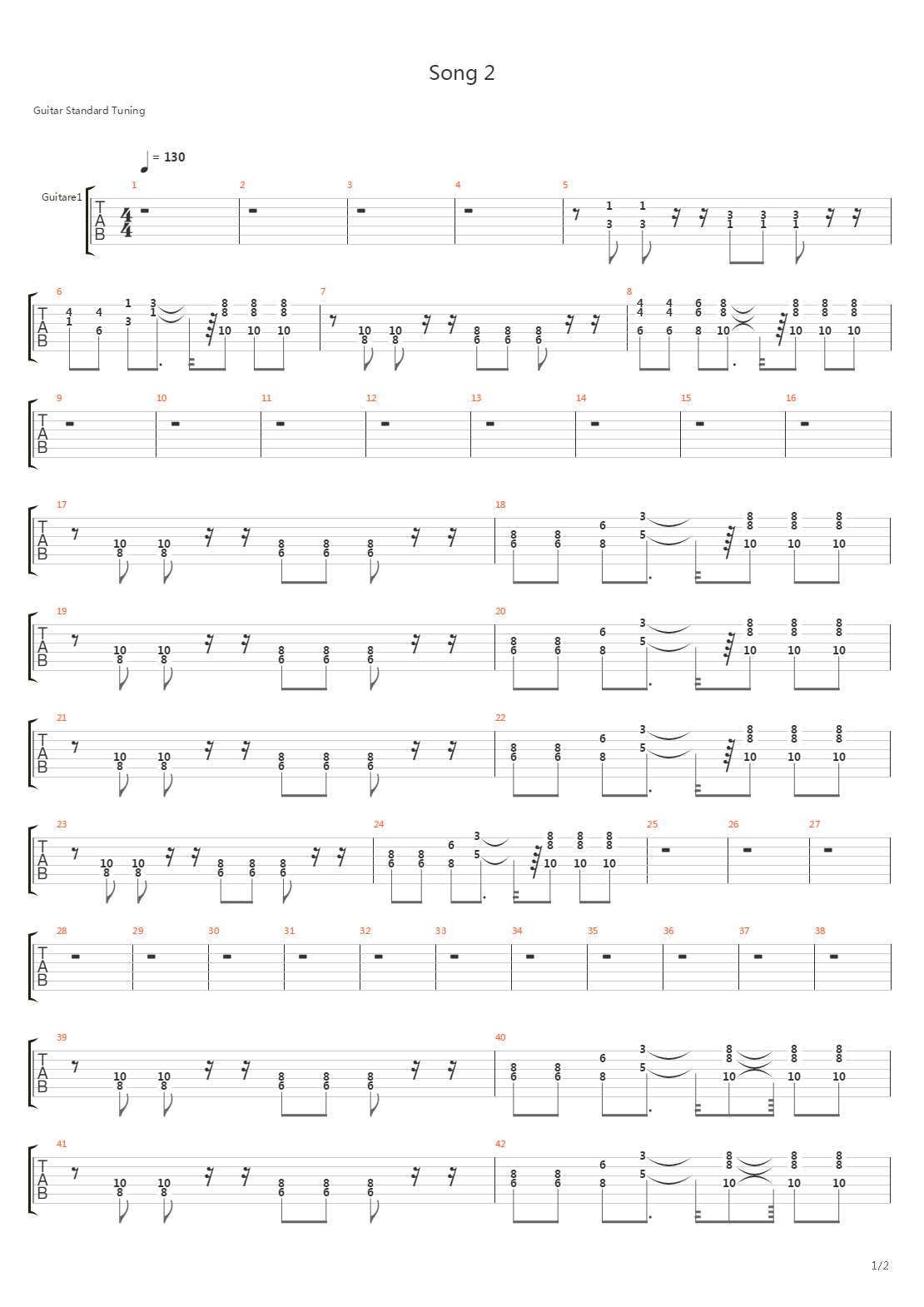 Song 2吉他谱