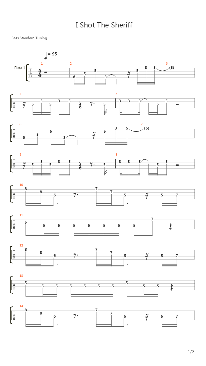 I Shot The Sheriff (Bass Cover)吉他谱
