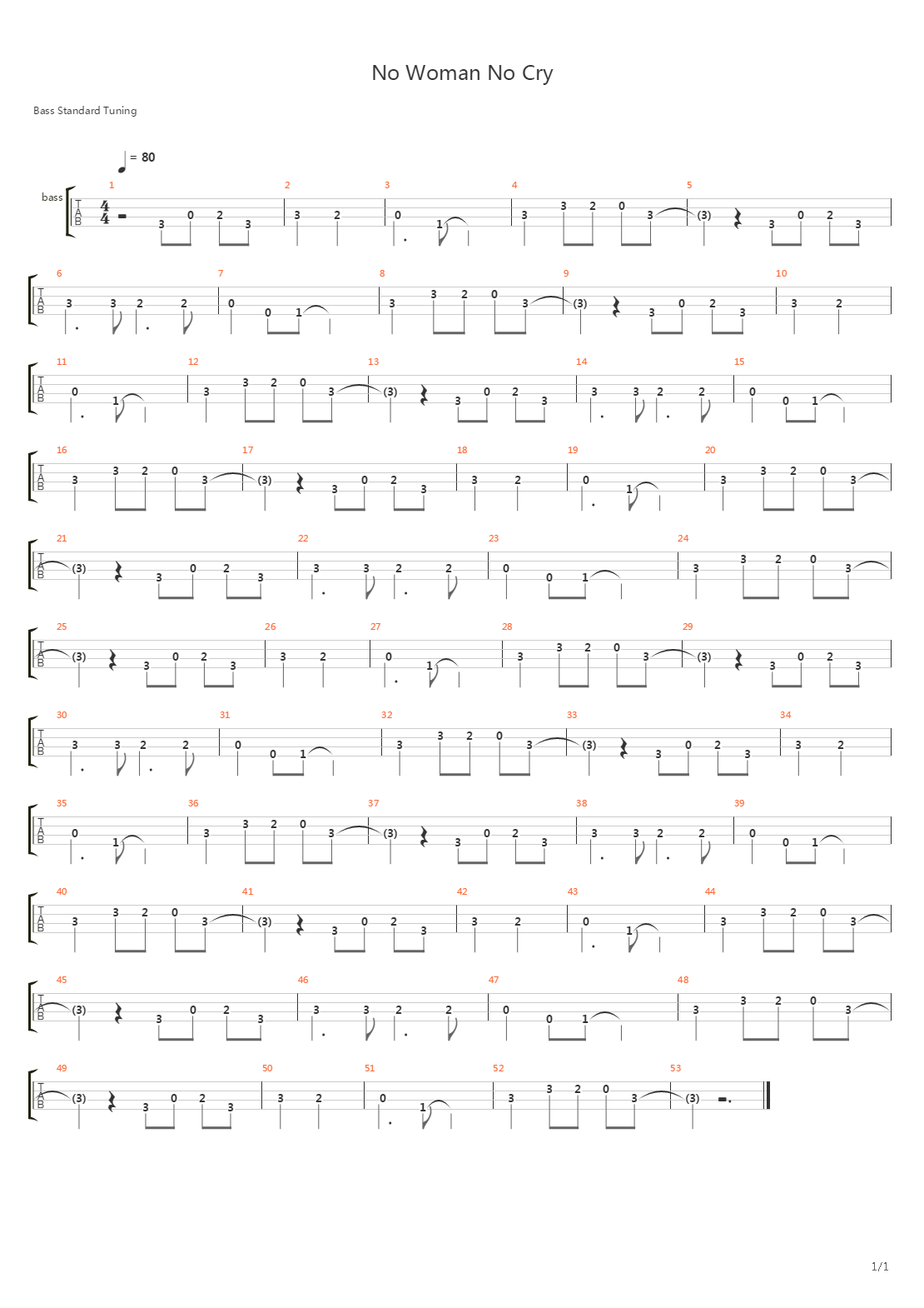 No Woman No Cry吉他谱