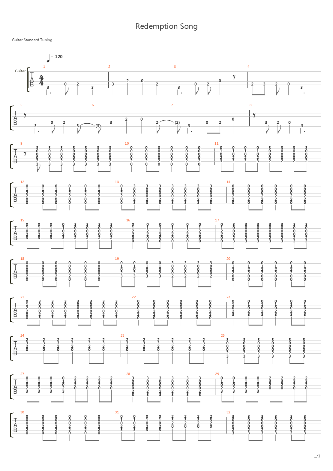 Redemption song 2吉他谱
