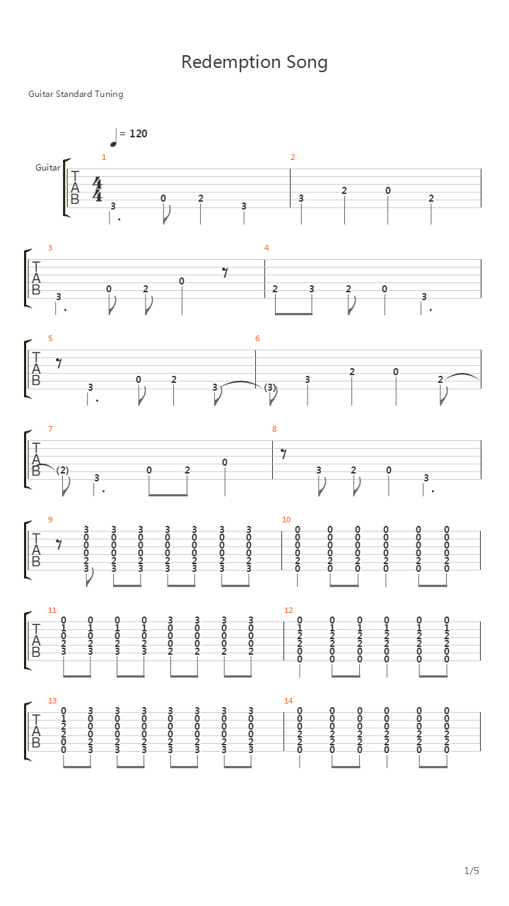 Redemption song 2吉他谱