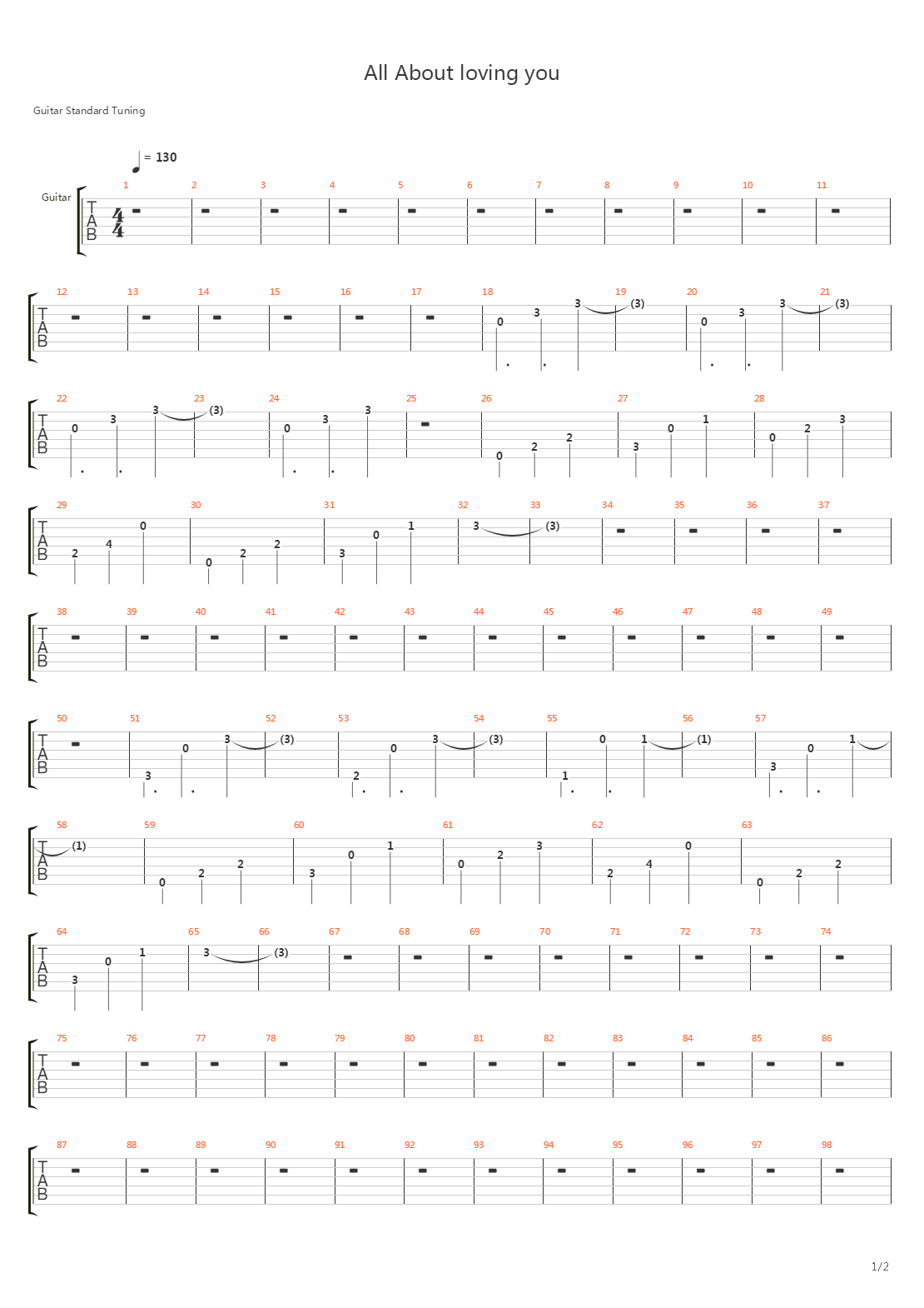 All About Loving You吉他谱