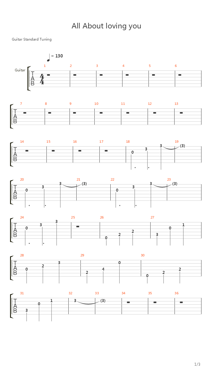 All About Loving You吉他谱