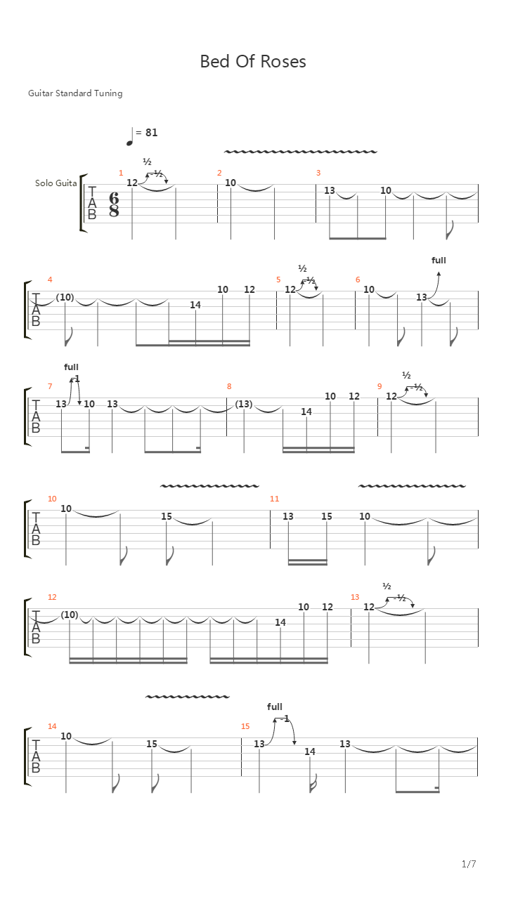 Bed Of Roses吉他谱