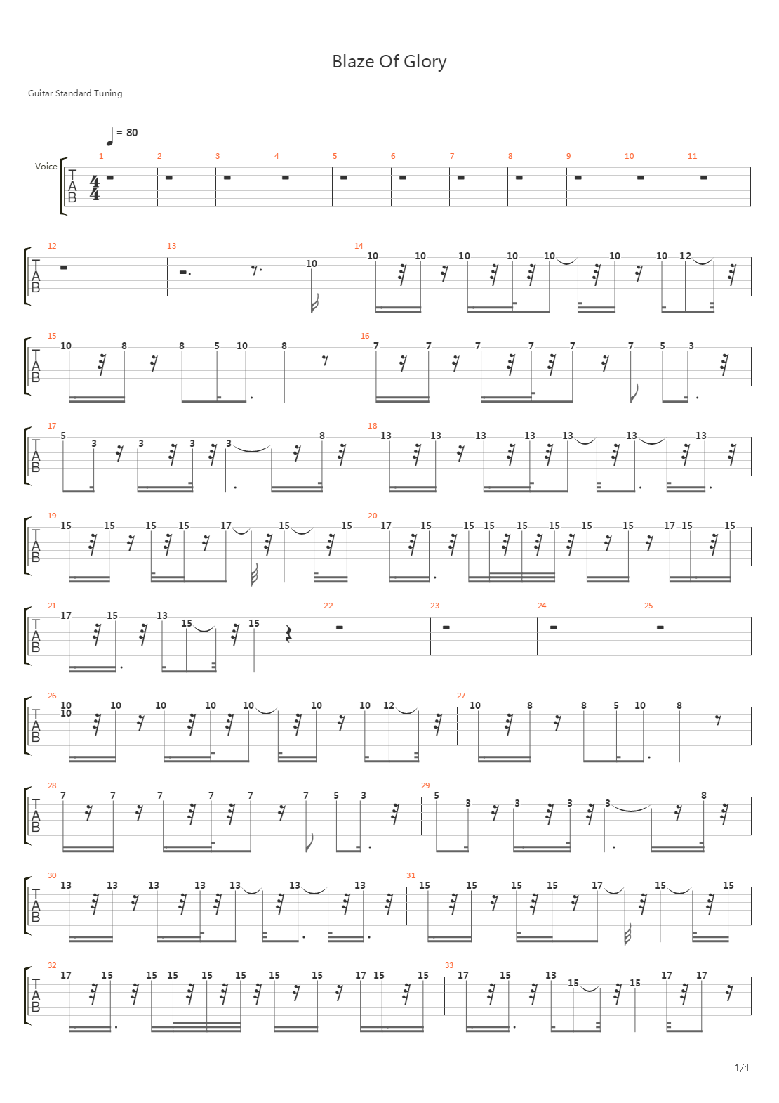 Blaze Of Glory吉他谱