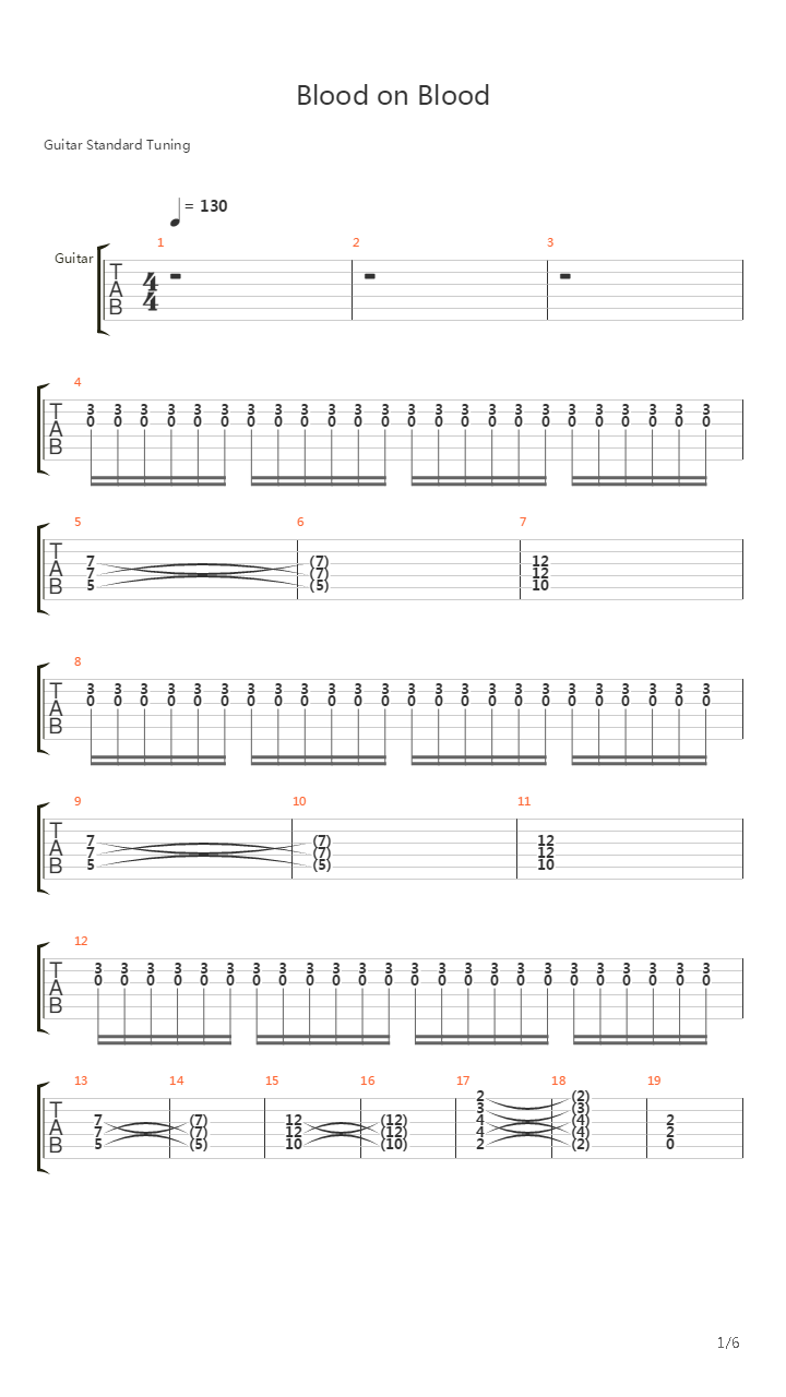 Blood On Blood吉他谱
