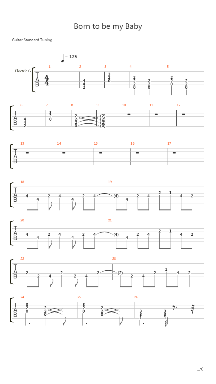 Born To Be My Baby吉他谱