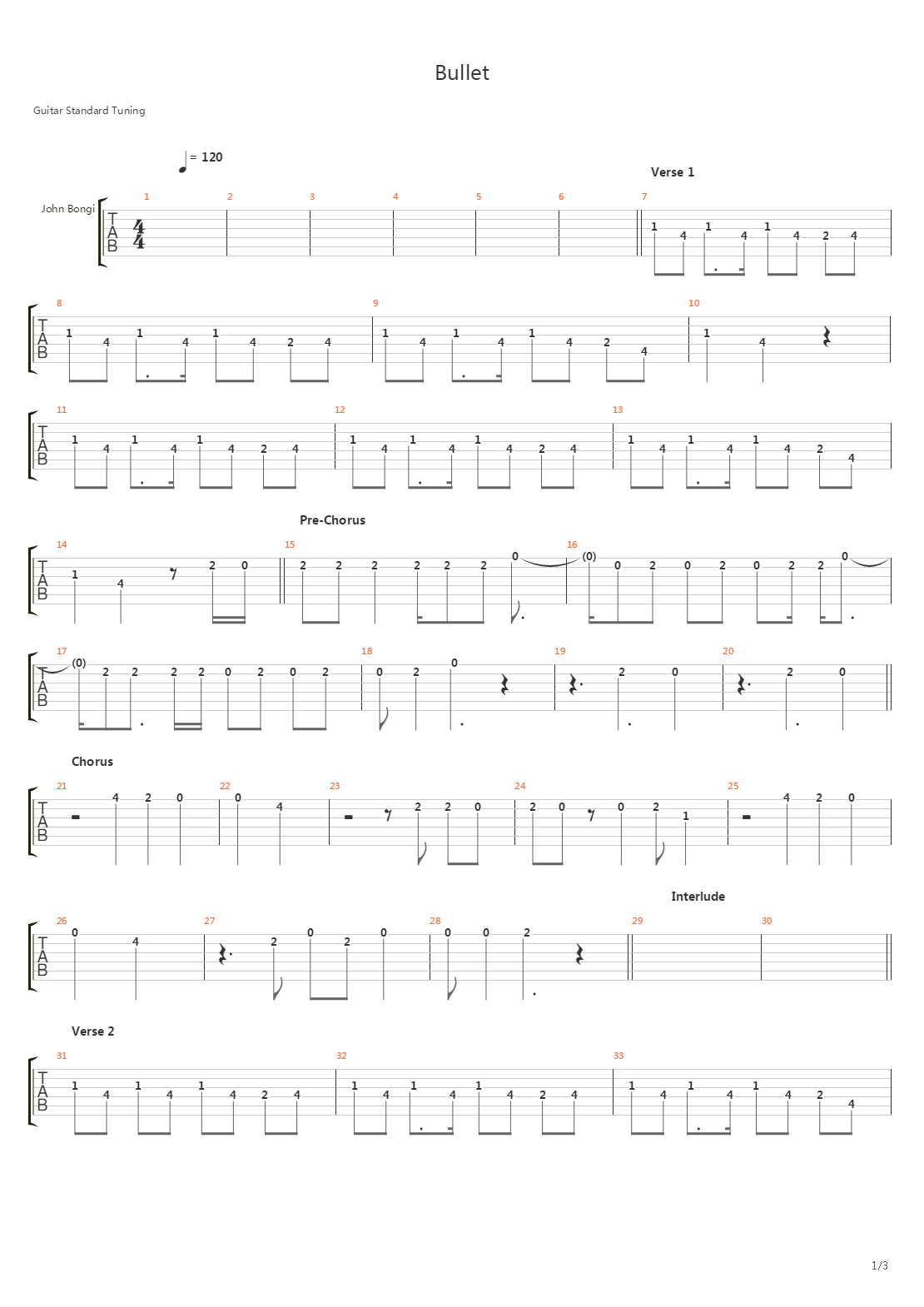 Bullet吉他谱