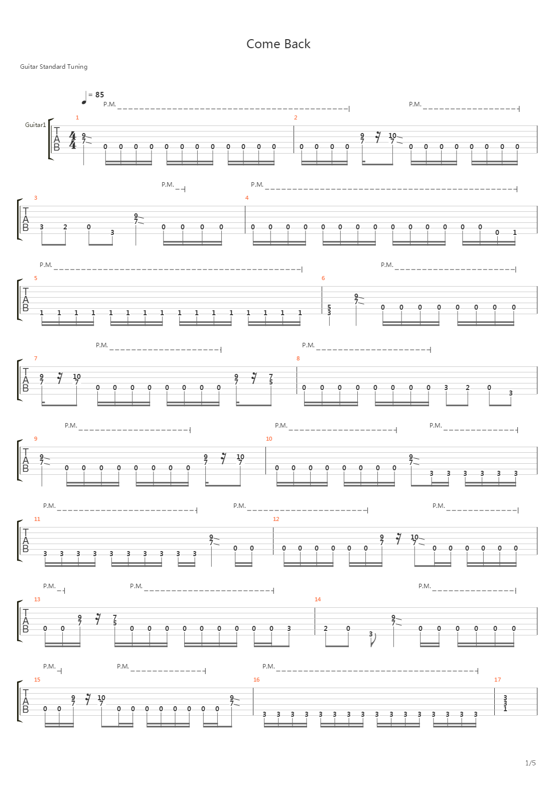 Come Back吉他谱