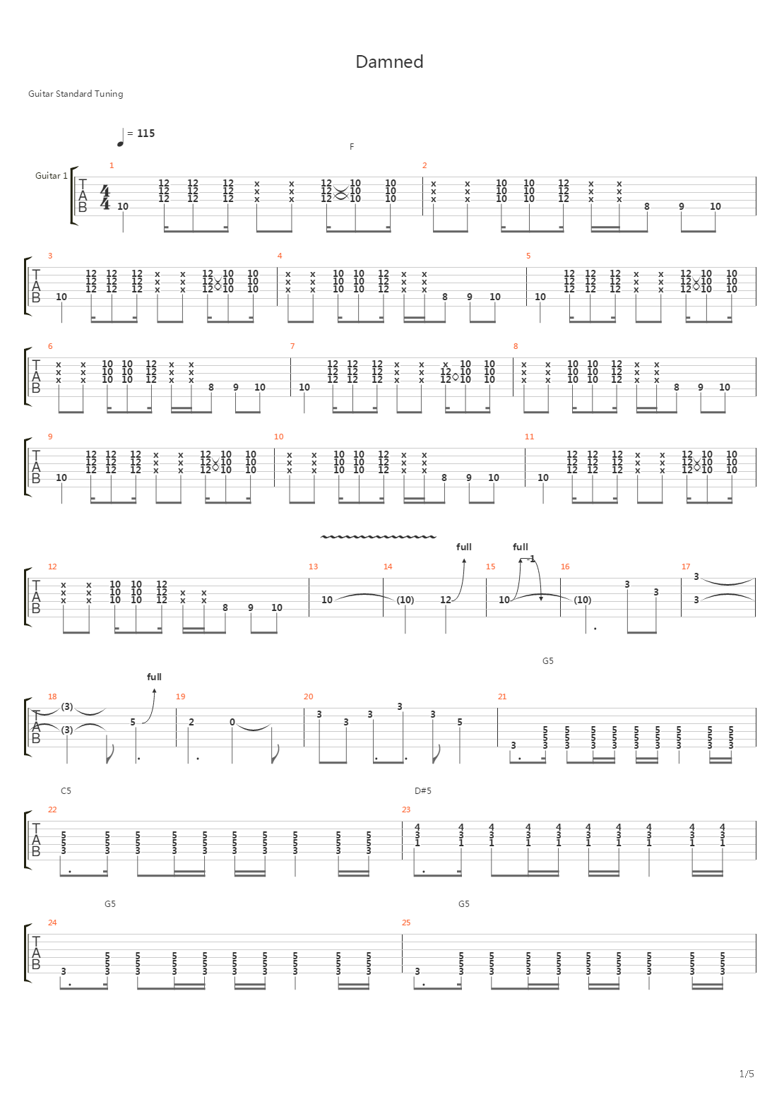Damned吉他谱