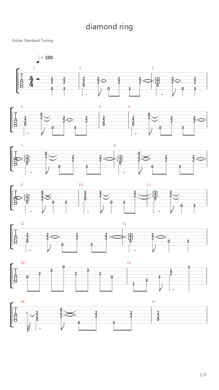 Diamond Ring吉他谱
