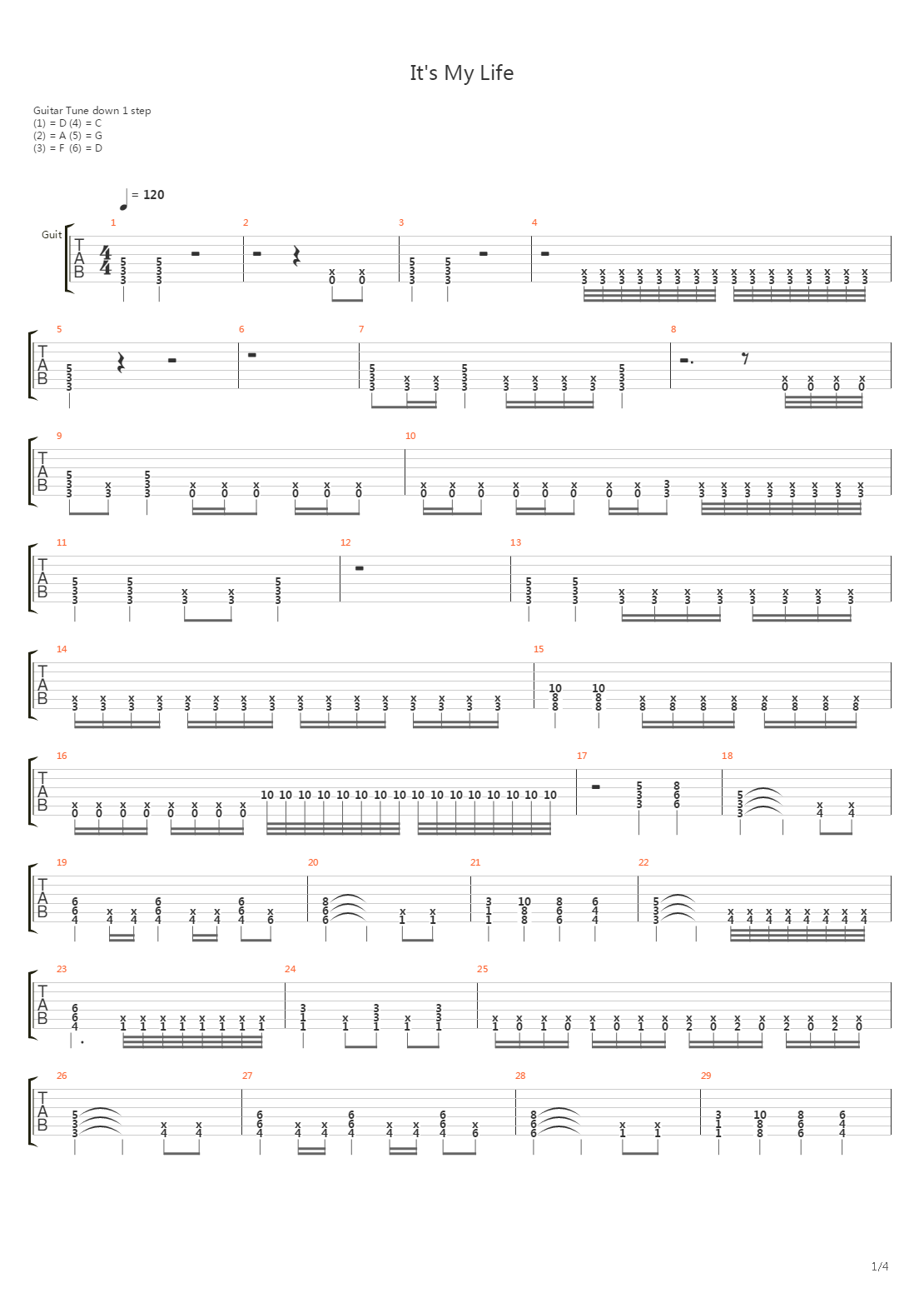 It's My Life吉他谱