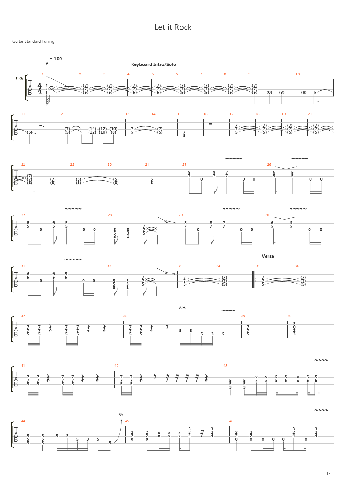 Let It Rock吉他谱