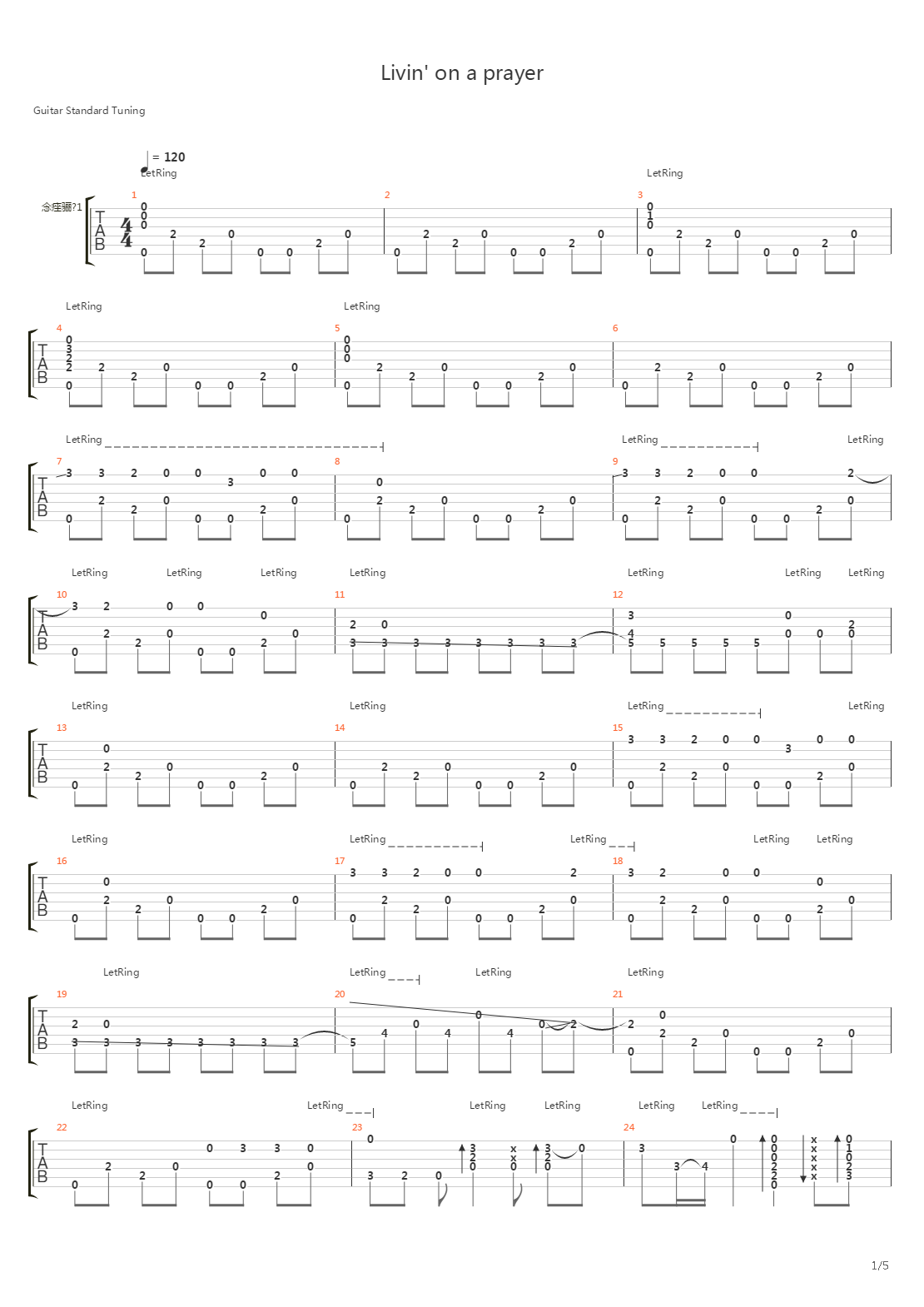 Livin' On a Prayer (Fingerstyle Version)吉他谱