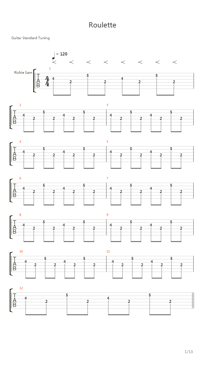Roulette吉他谱