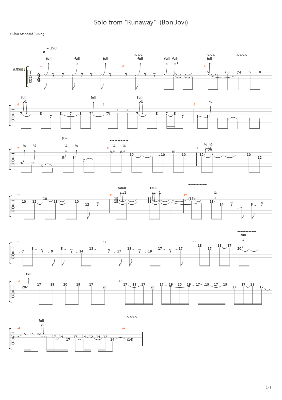 Runaway (Solo Played by Boma Musician)吉他谱