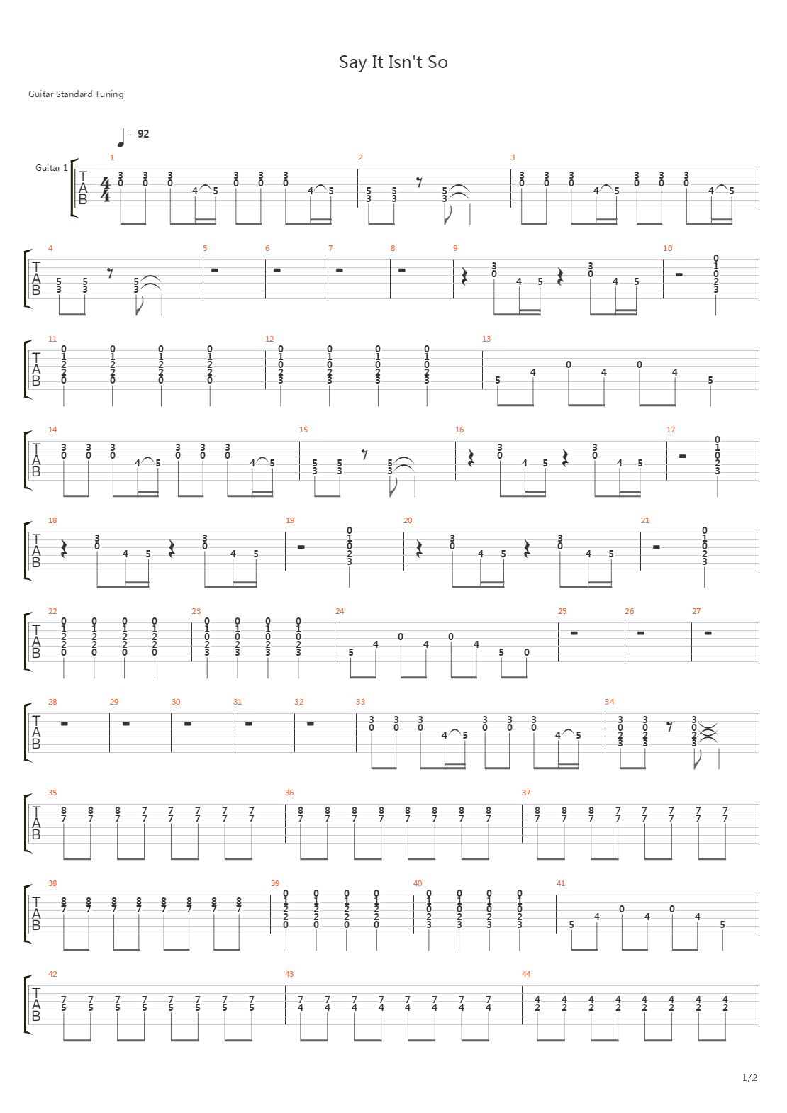 Say It Isn't So吉他谱
