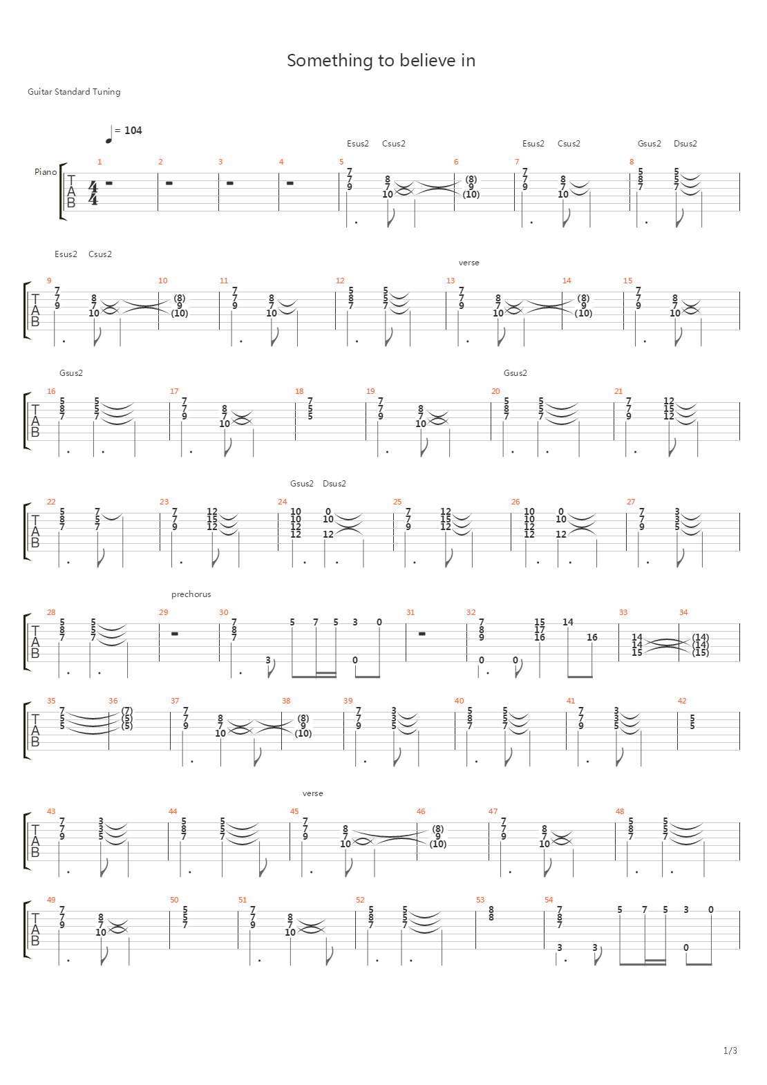 Something To Believe In吉他谱