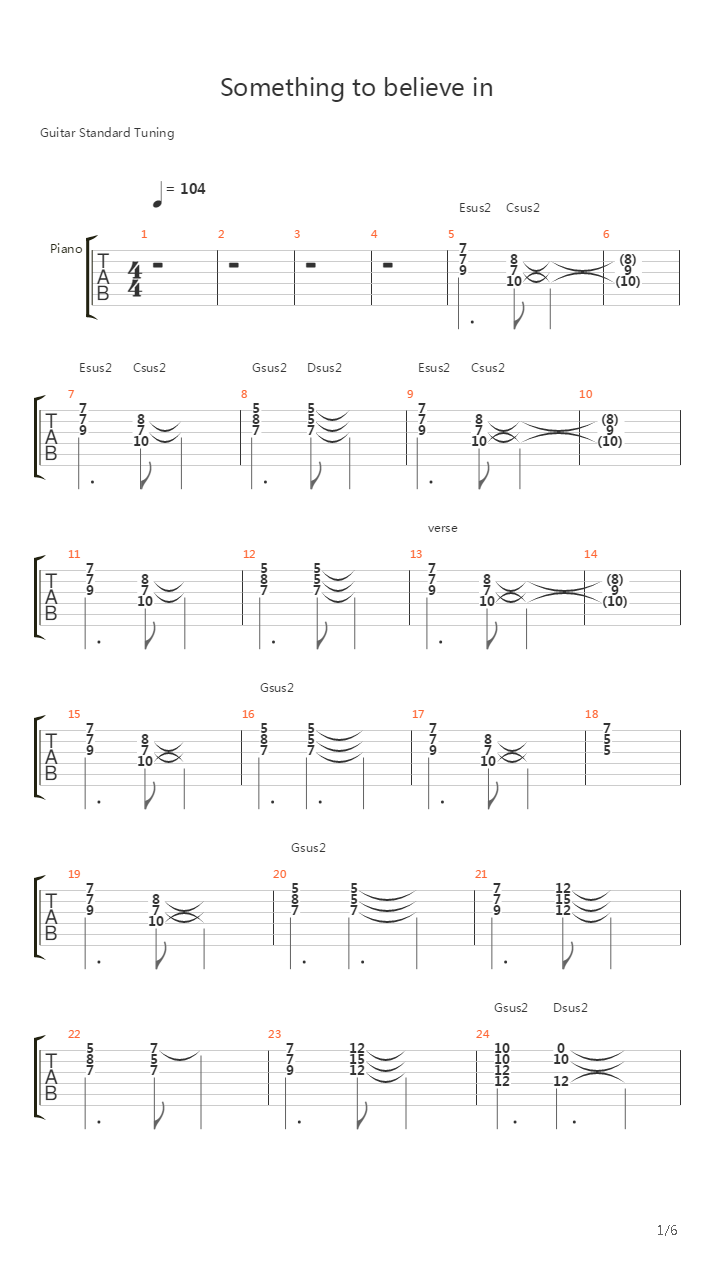 Something To Believe In吉他谱