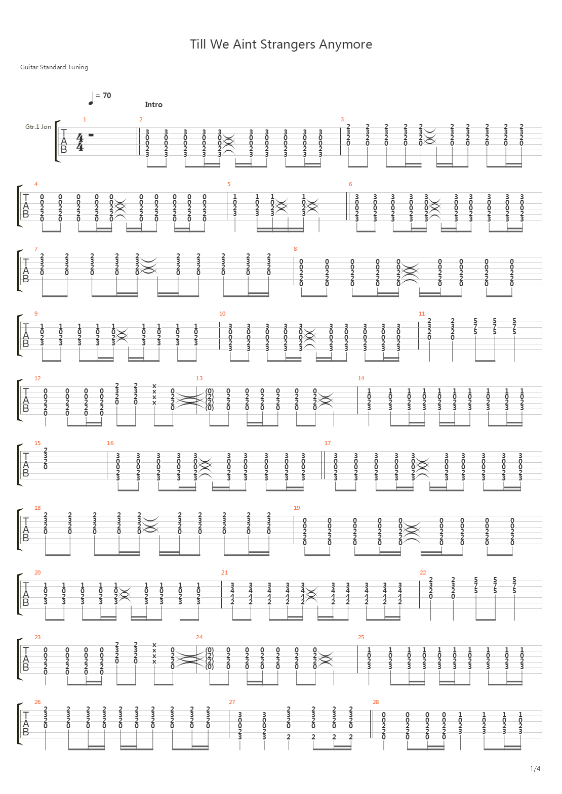 Till We Aint Strangers Anymore吉他谱