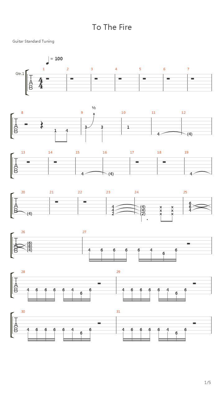 To The Fire吉他谱