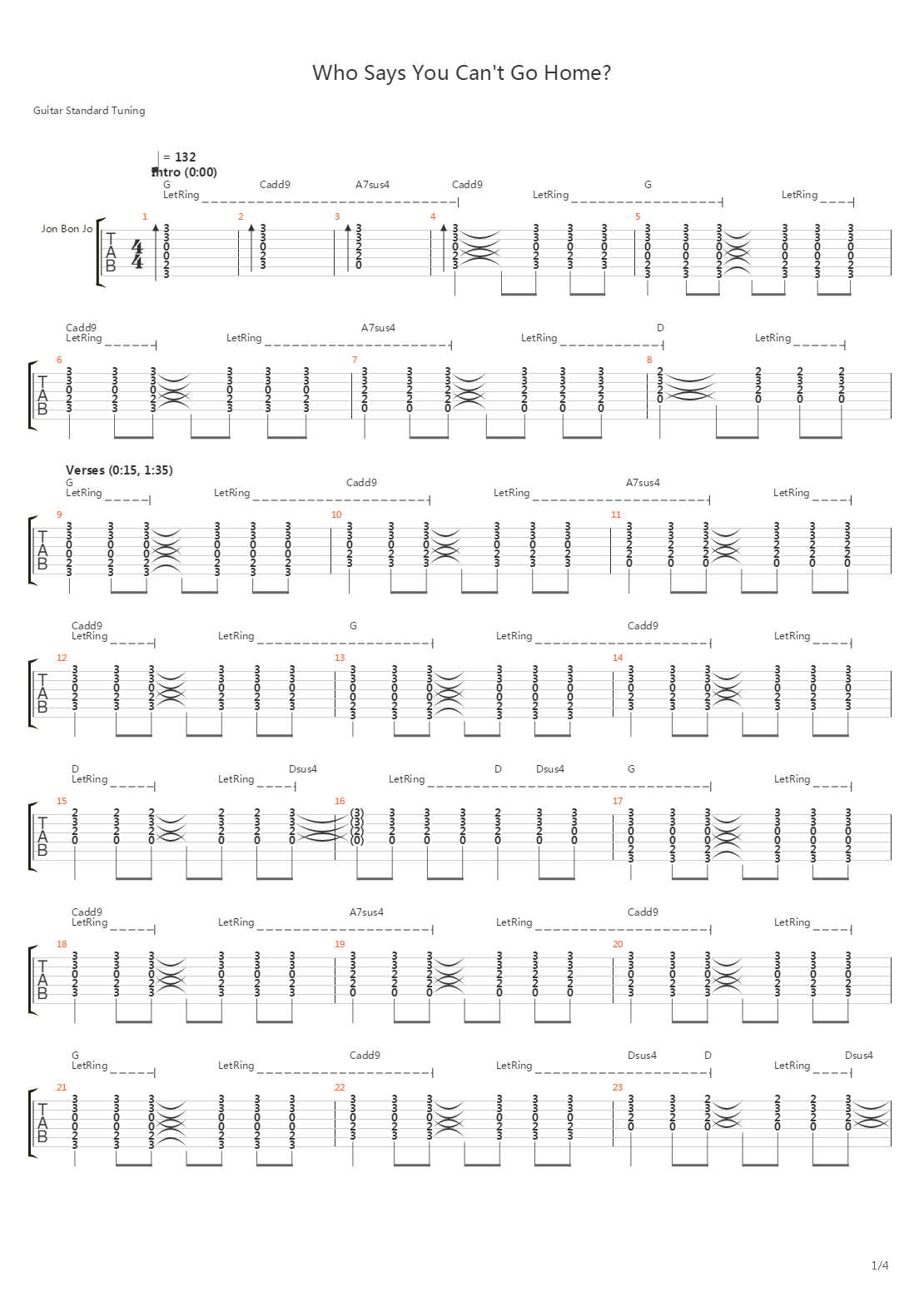 Who Says You Cant Go Home吉他谱
