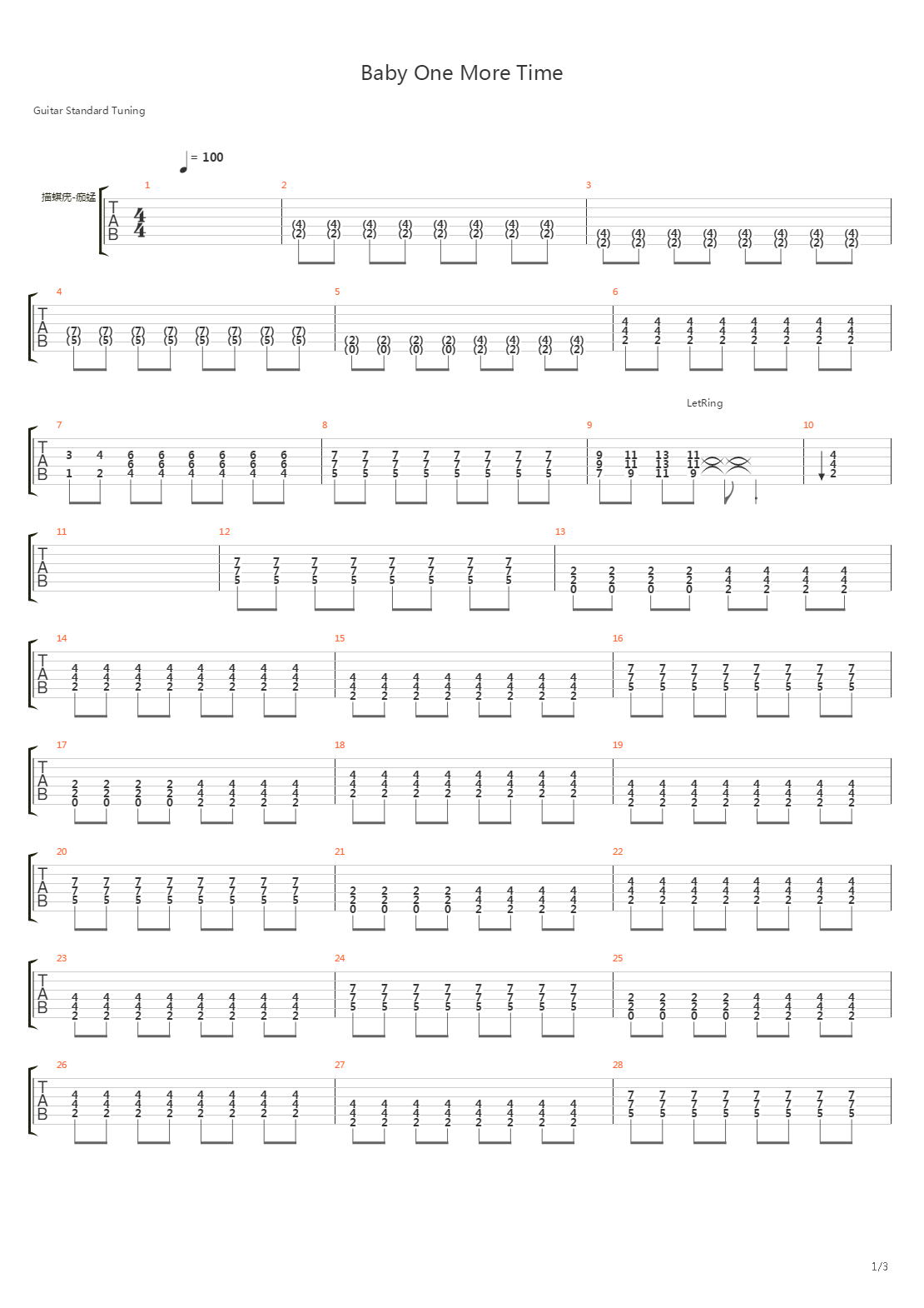 Baby One More Time吉他谱