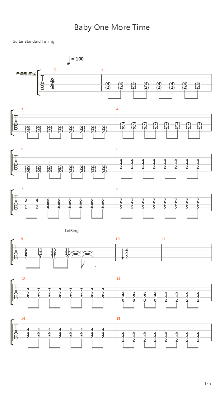 Baby One More Time吉他谱