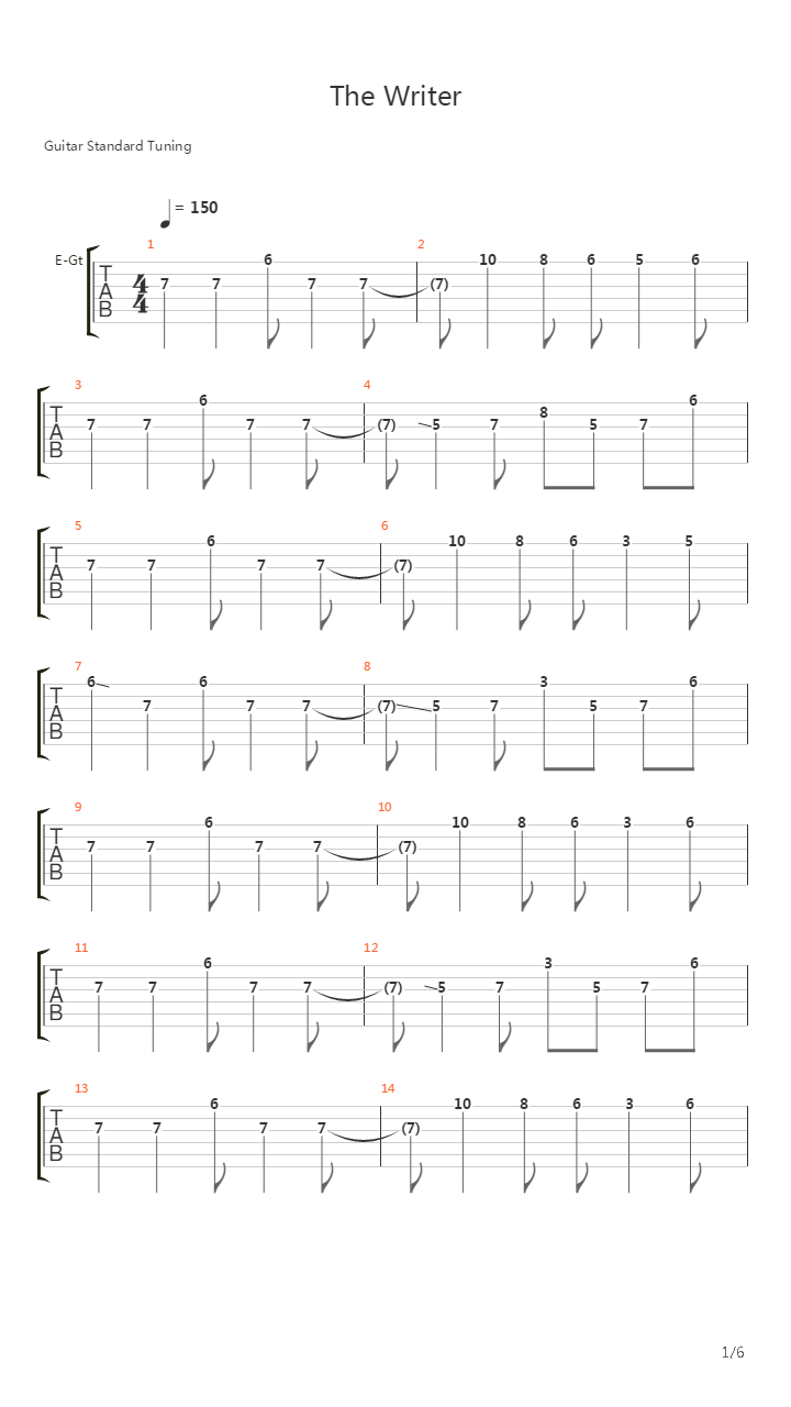 The Writer吉他谱