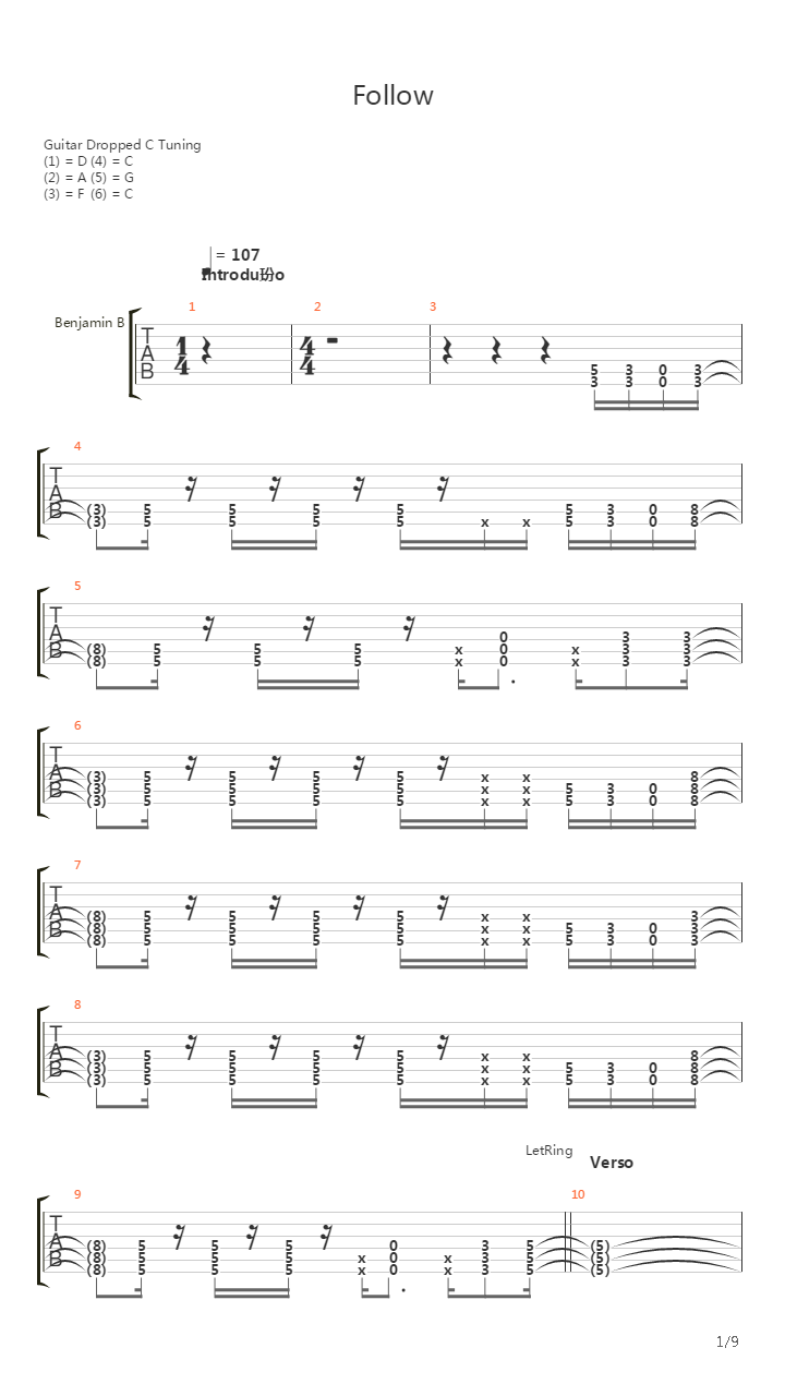 Follow吉他谱