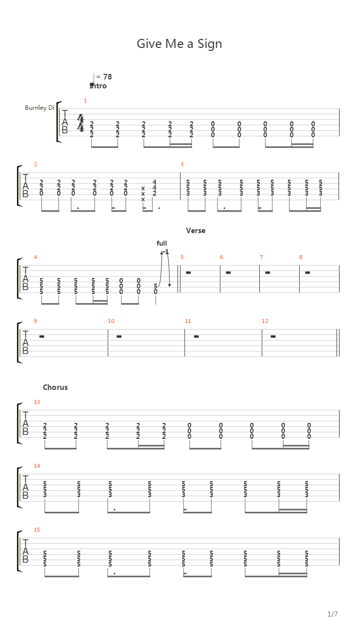 Give Me A Sign吉他谱