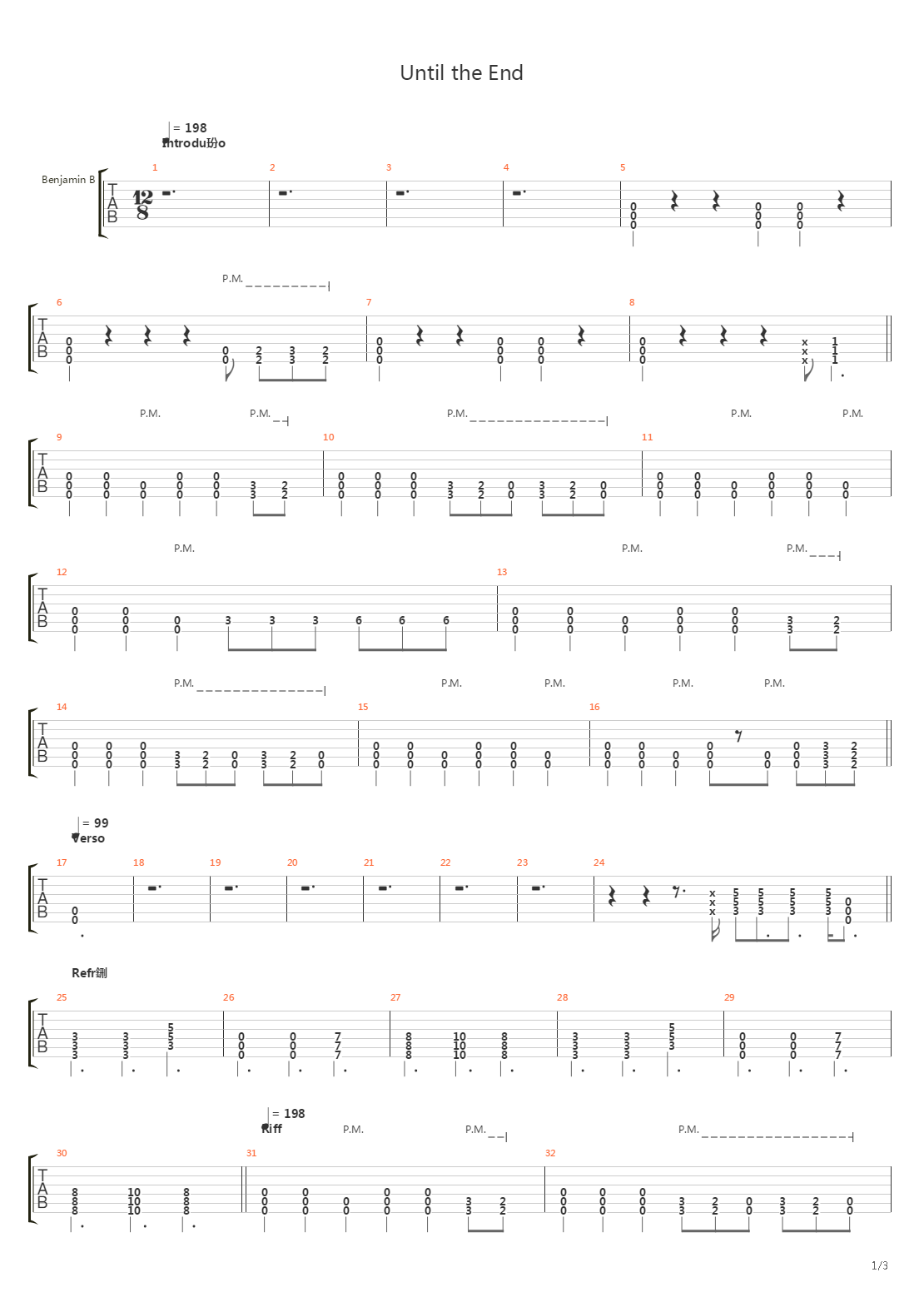 Until The End吉他谱