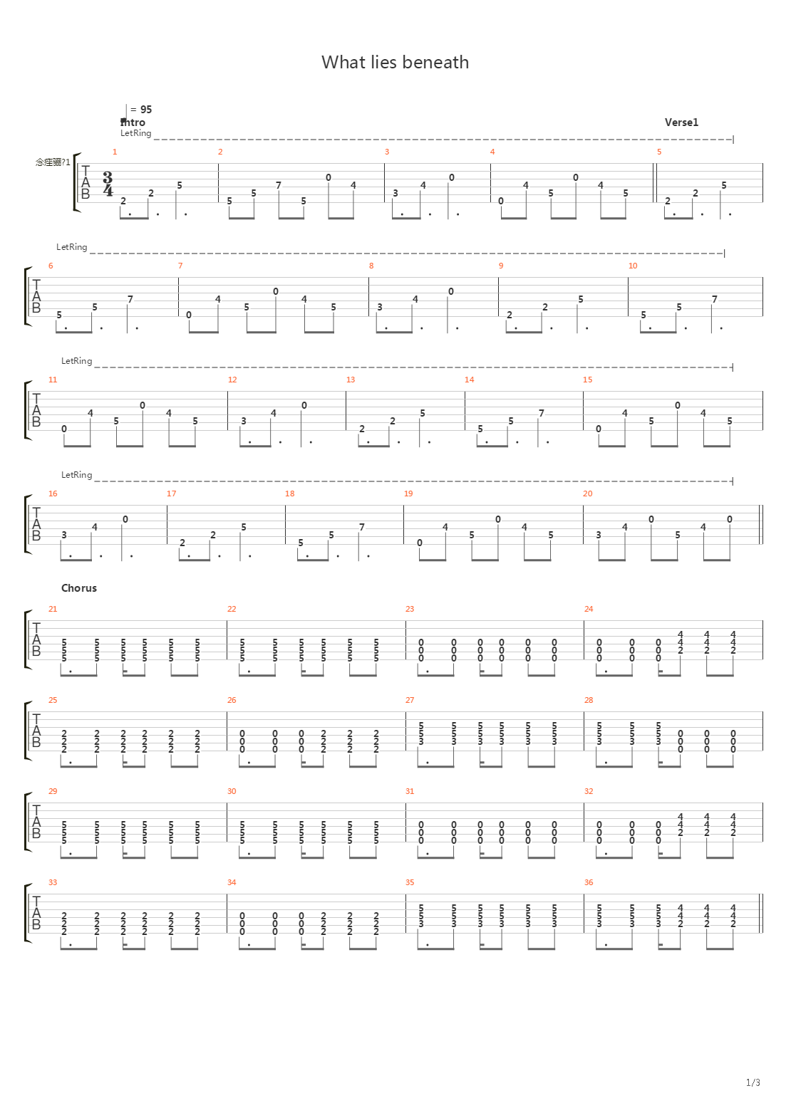 What Lies Beneath吉他谱