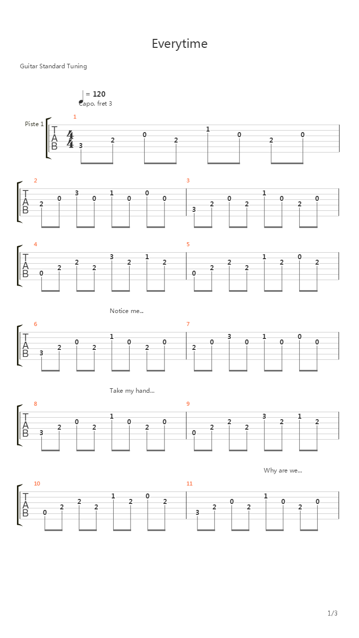 Everytime吉他谱