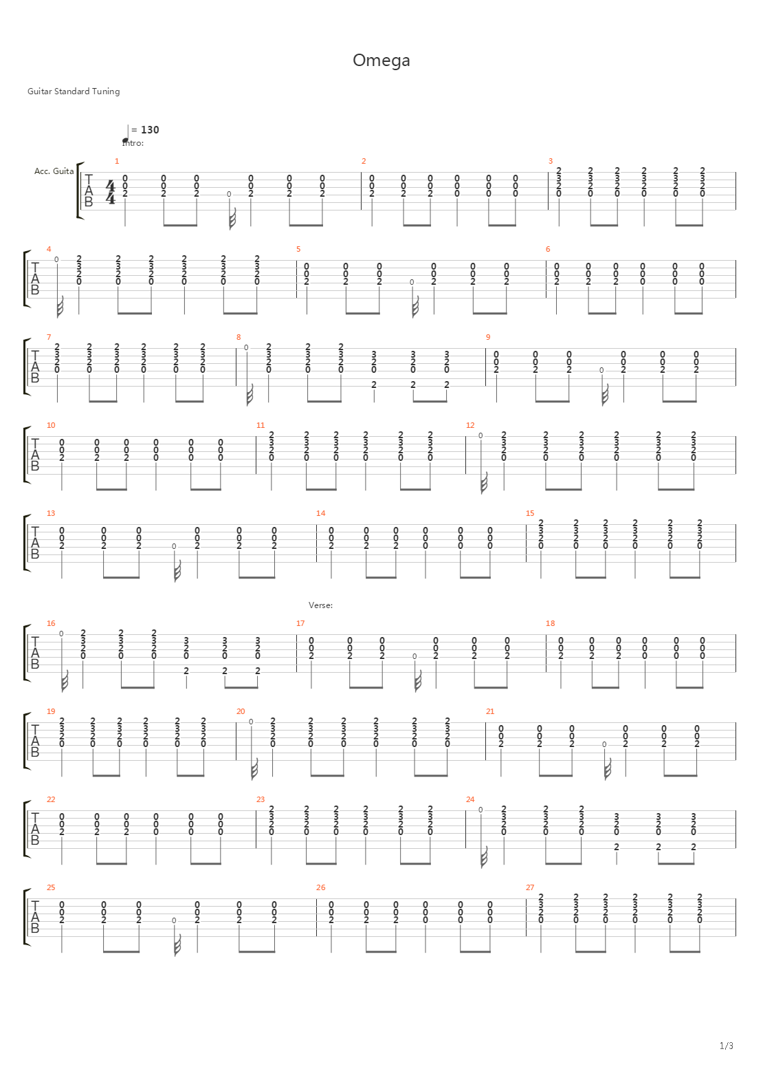 Omega吉他谱