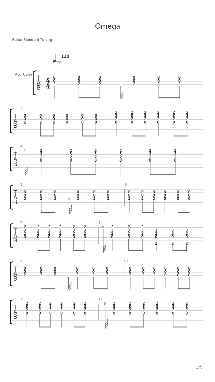 Omega吉他谱