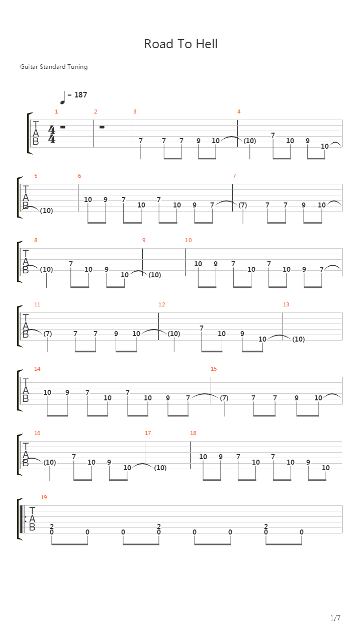 Road To Hell吉他谱