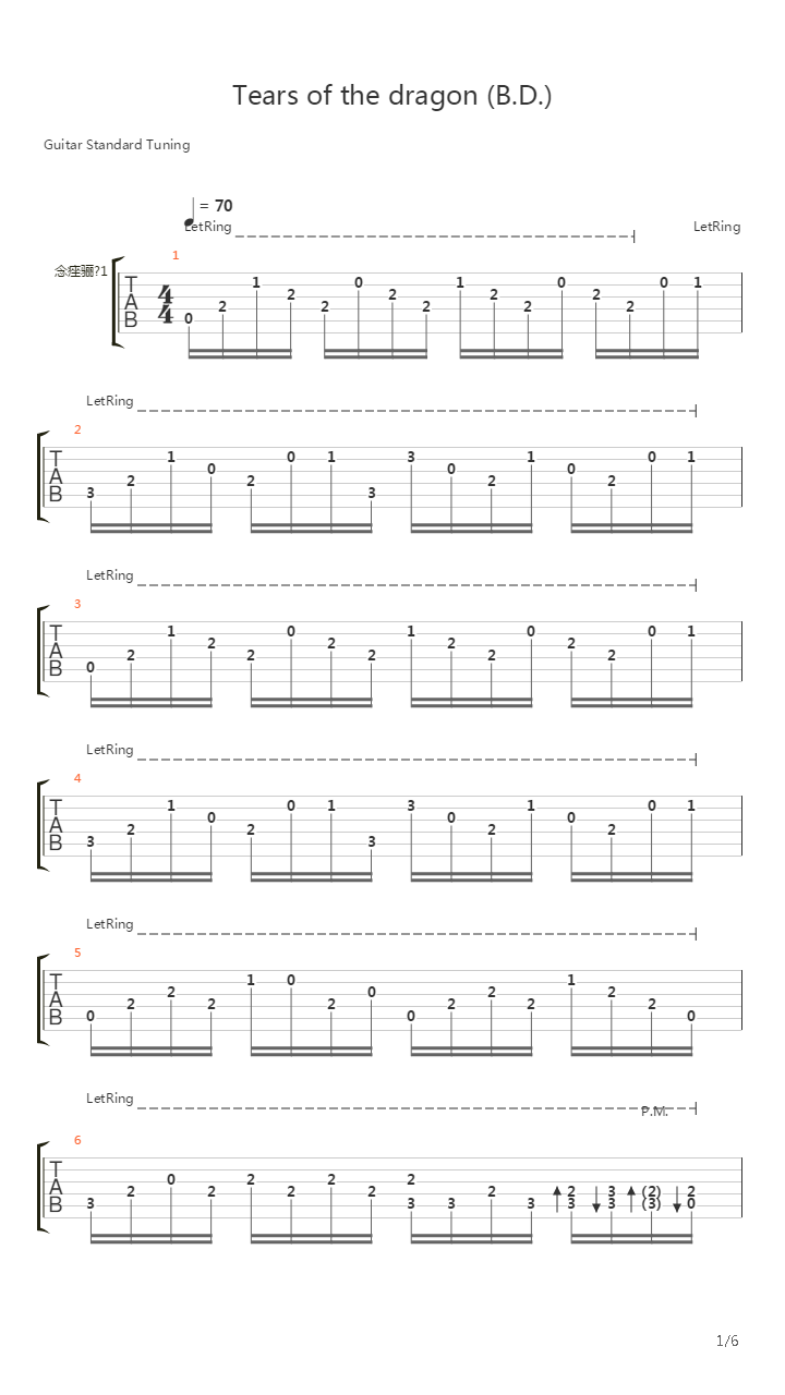 Tears Of The Dragon (Fingerstyle Cover by Василий Пастухов)吉他谱