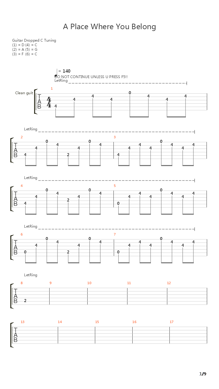 A Place Where You Belong吉他谱